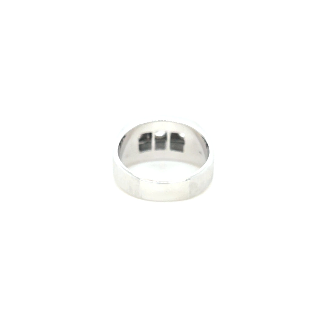 14K White Gold Men's 3 Stone Vintage Ring