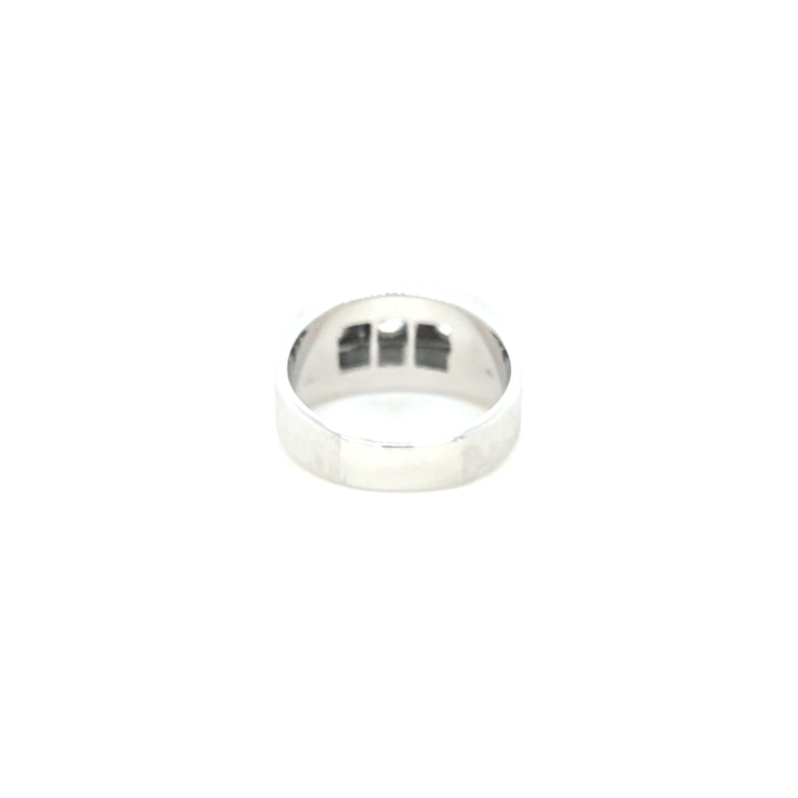 14K White Gold Men's 3 Stone Vintage Ring