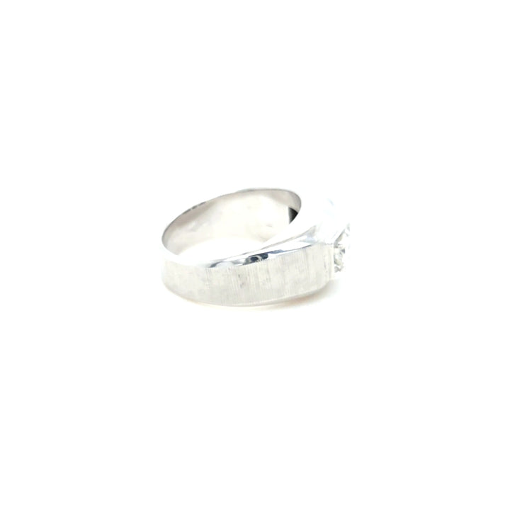 14K White Gold Men's 3 Stone Vintage Ring