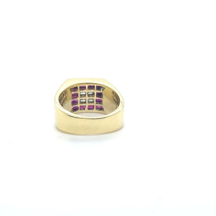 18K Yellow Gold Diamond Ruby Ring