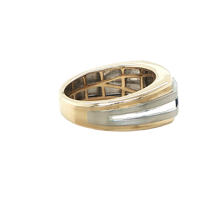 14K Two Tone Gold Sapphire Diamond Wedding Band
