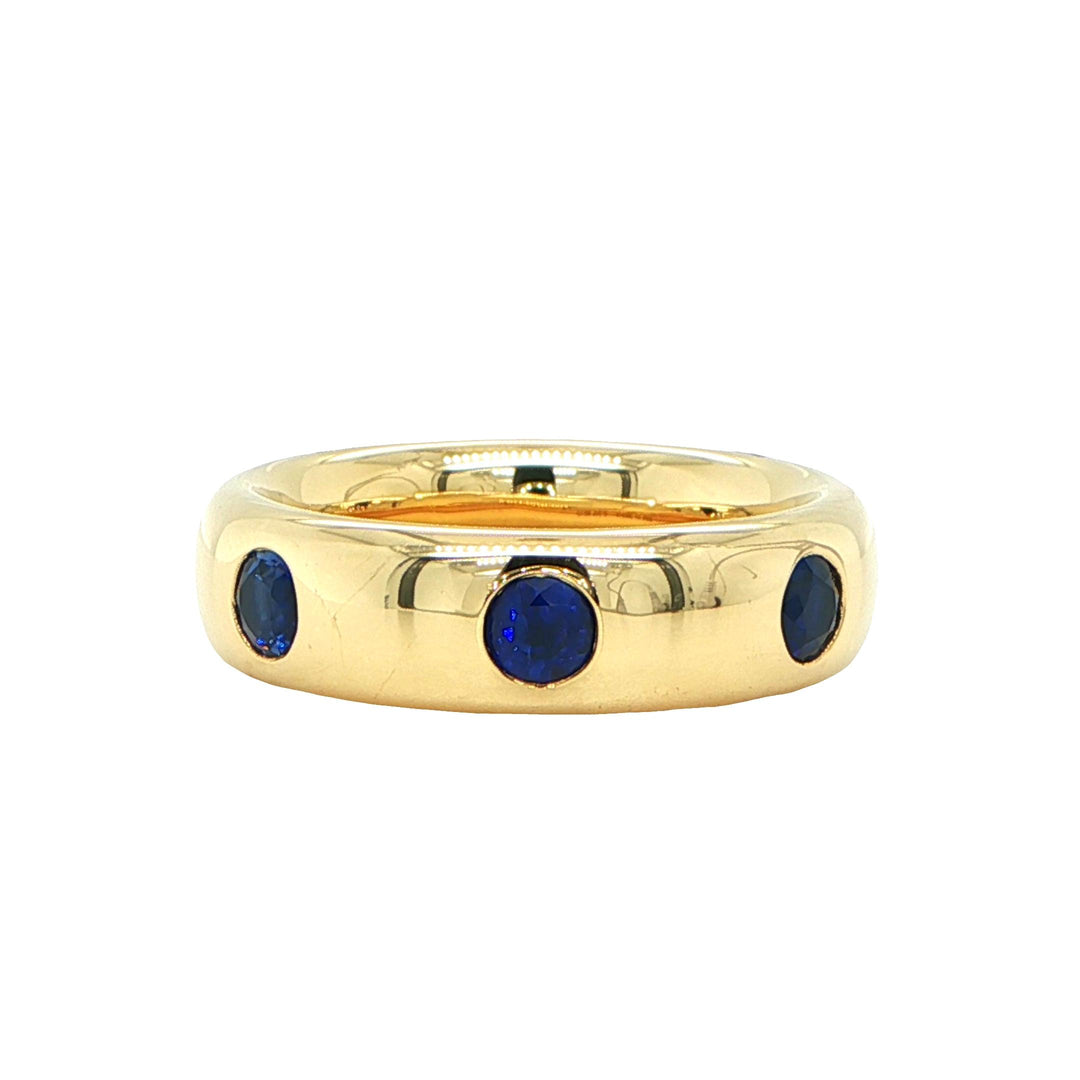 18K Yellow Gold 6.5mm Blue Sapphire Eternity Band