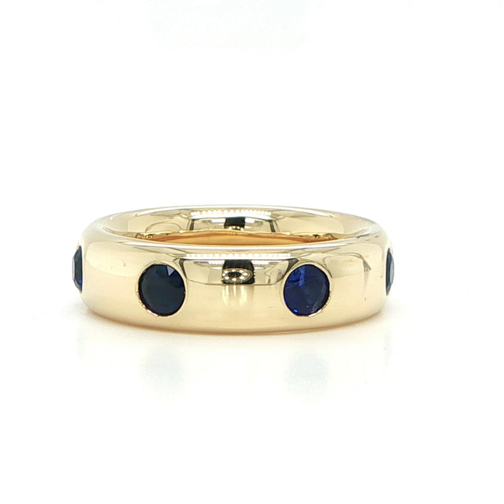 18K Yellow Gold 6.5mm Blue Sapphire Eternity Band