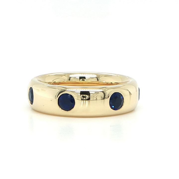 18K Yellow Gold 6.5mm Blue Sapphire Eternity Band