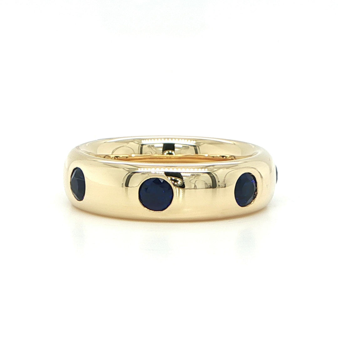 18K Yellow Gold 6.5mm Blue Sapphire Eternity Band