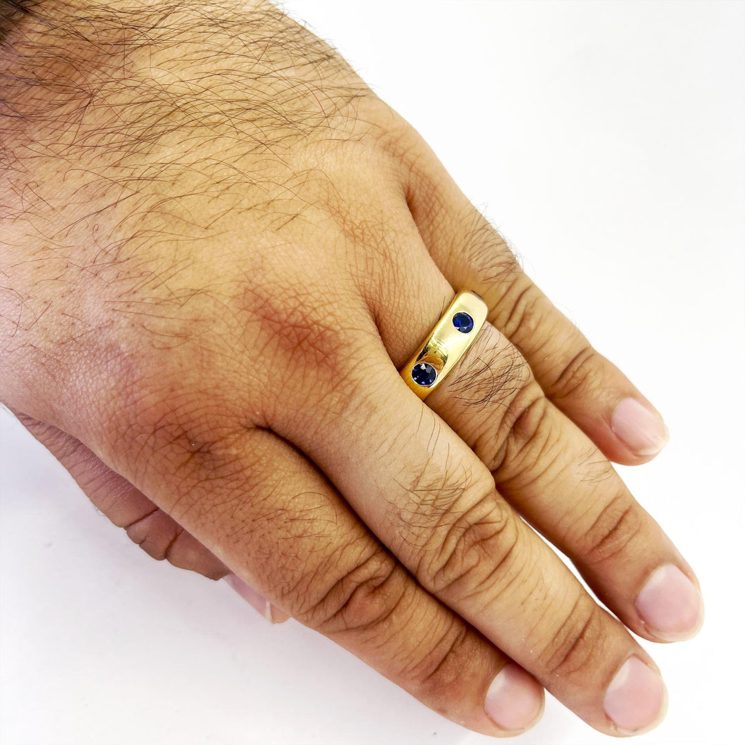 18K Yellow Gold 6.5mm Blue Sapphire Eternity Band