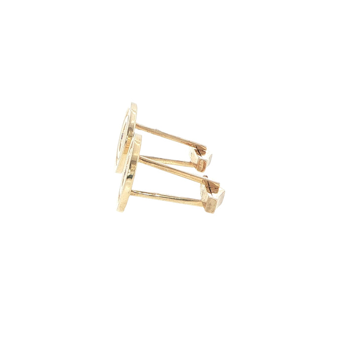 14K Yellow Gold Ringed Diamond Cufflinks