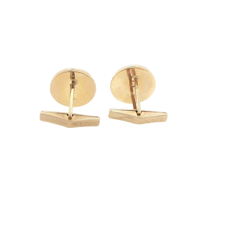 14K Yellow Gold Ringed Diamond Cufflinks
