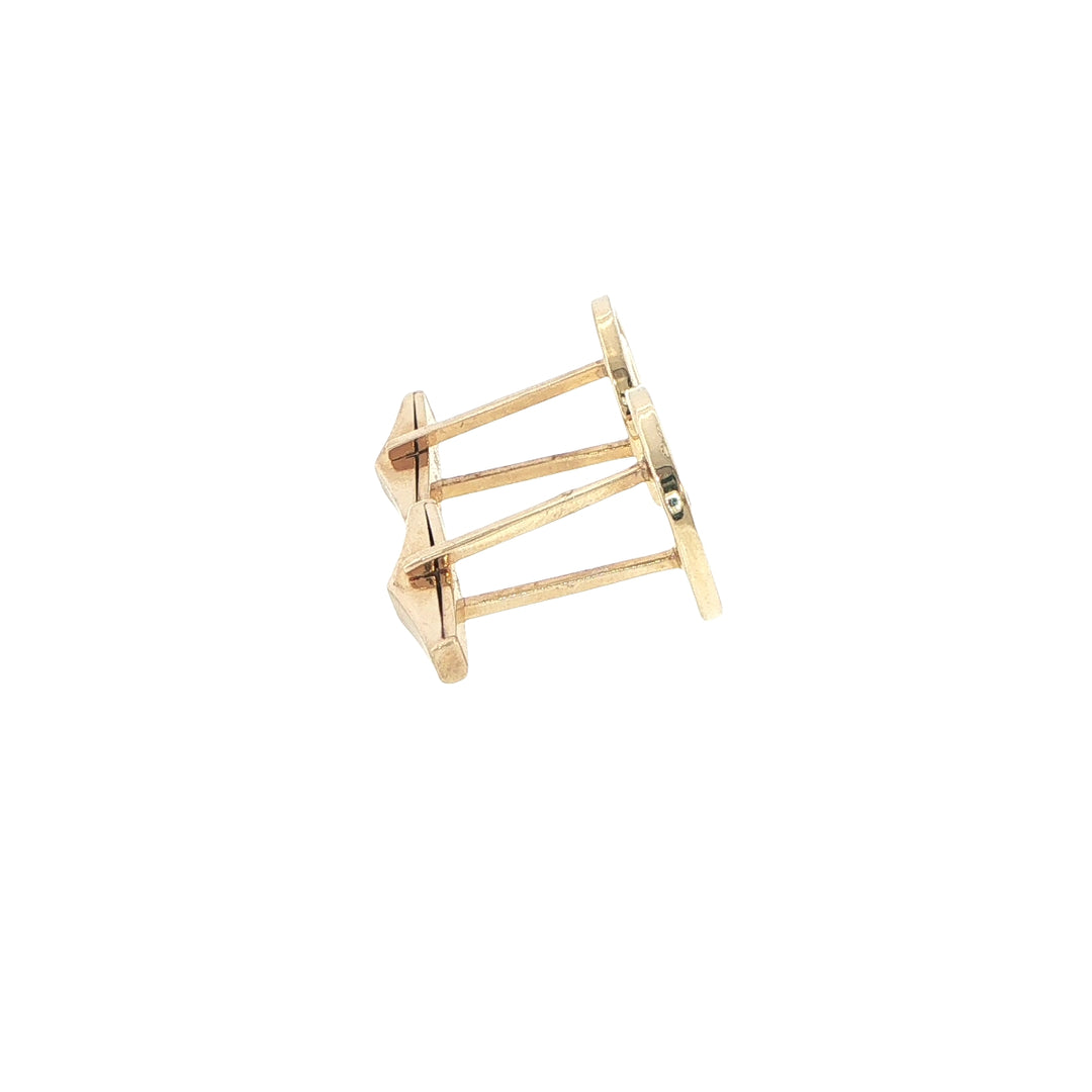 14K Yellow Gold Ringed Diamond Cufflinks