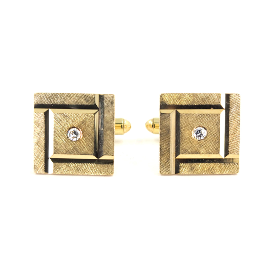 Florentine Texture and Diamond Cufflinks