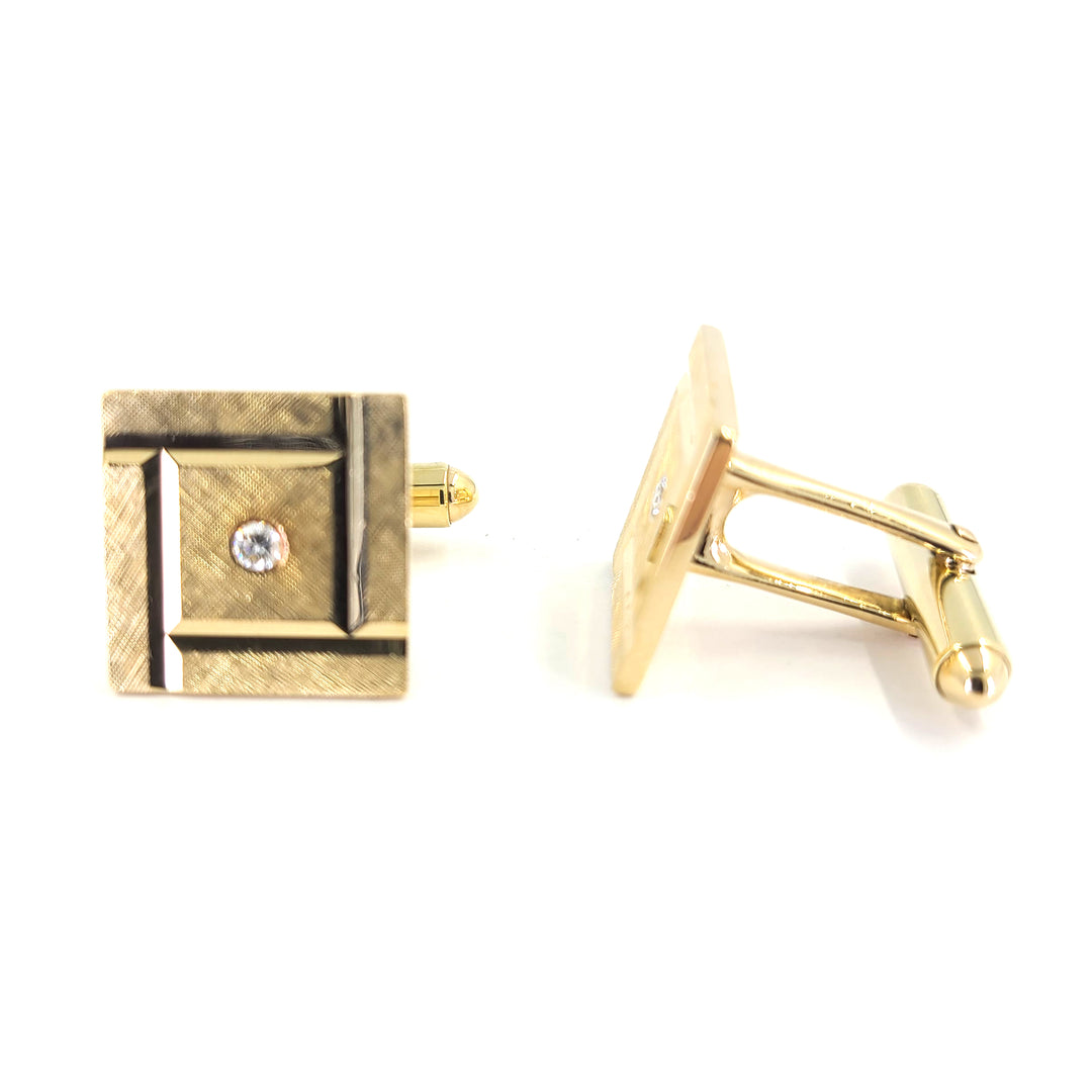 Florentine Texture and Diamond Cufflinks