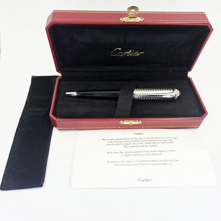 Cartier R de Cartier Ballpoint Pen Steel & Black Resin with Box
