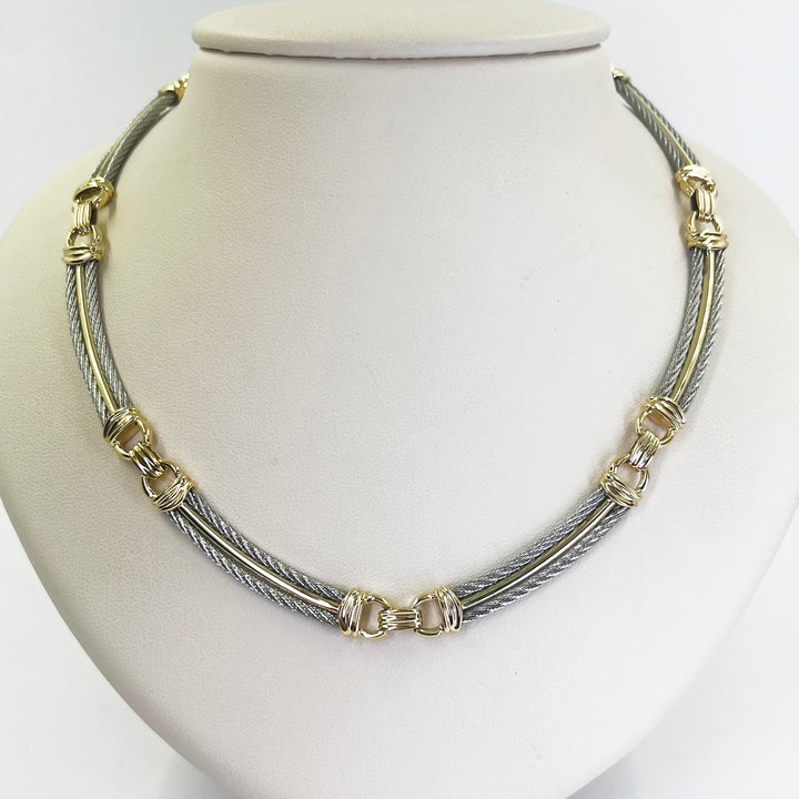 Charriol 18K Yellow Gold & Steel Necklace