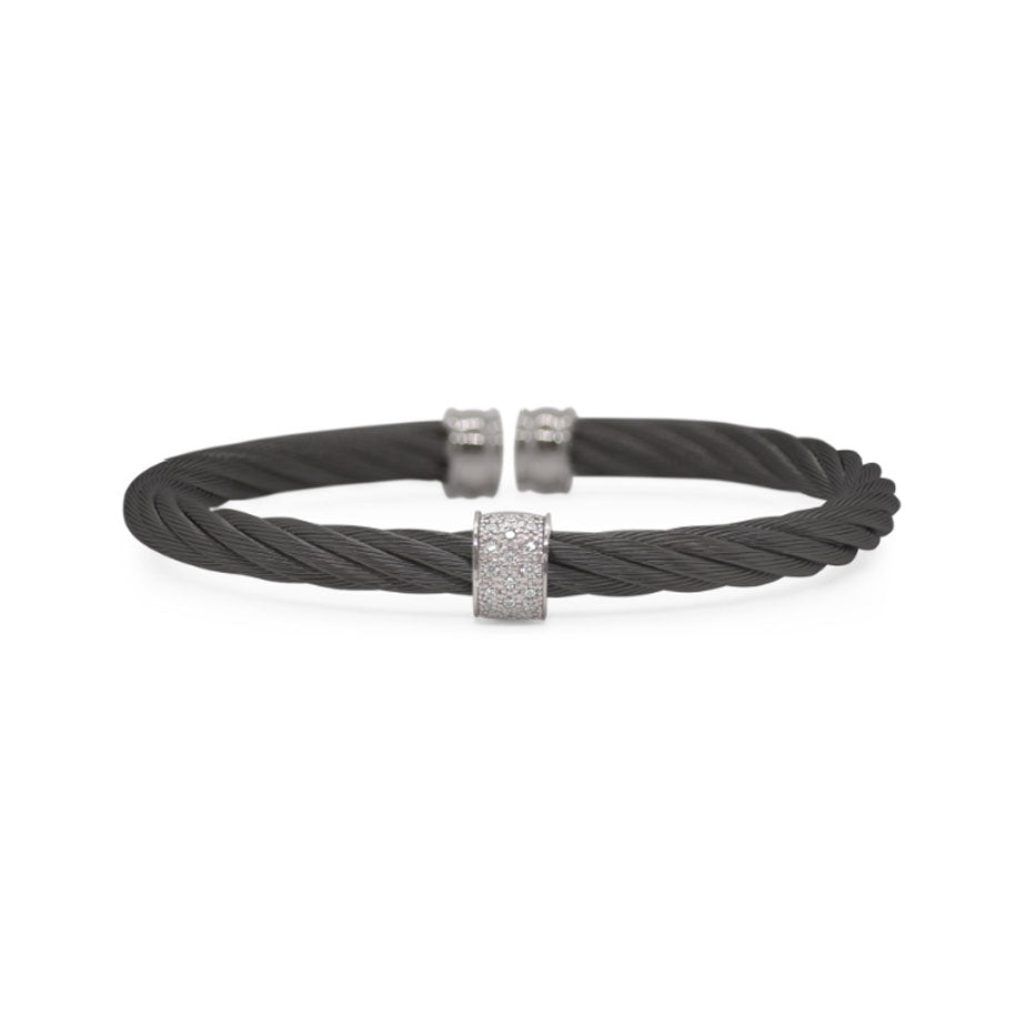 Black Cable 5mm Single Barrel Diamond Cuff