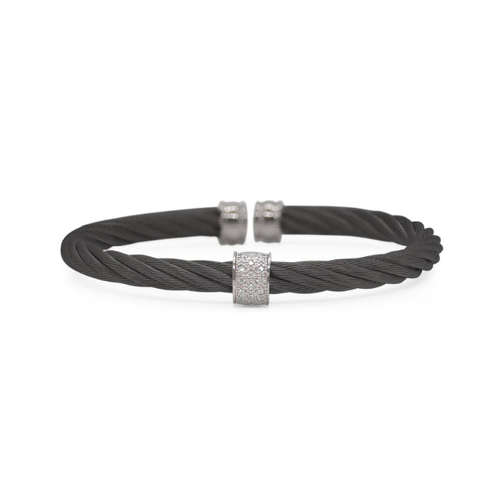 Black Cable 5mm Single Barrel Diamond Cuff