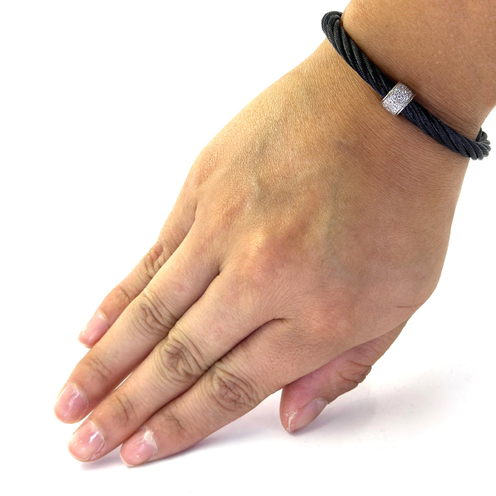 Black Cable 5mm Single Barrel Diamond Cuff