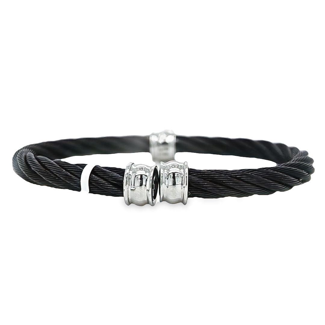 Black Cable 5mm Single Barrel Diamond Cuff