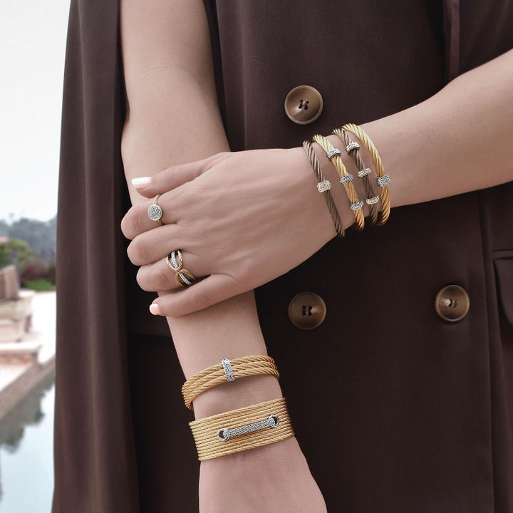 Yellow Cable Taking Shapes Disc Ring