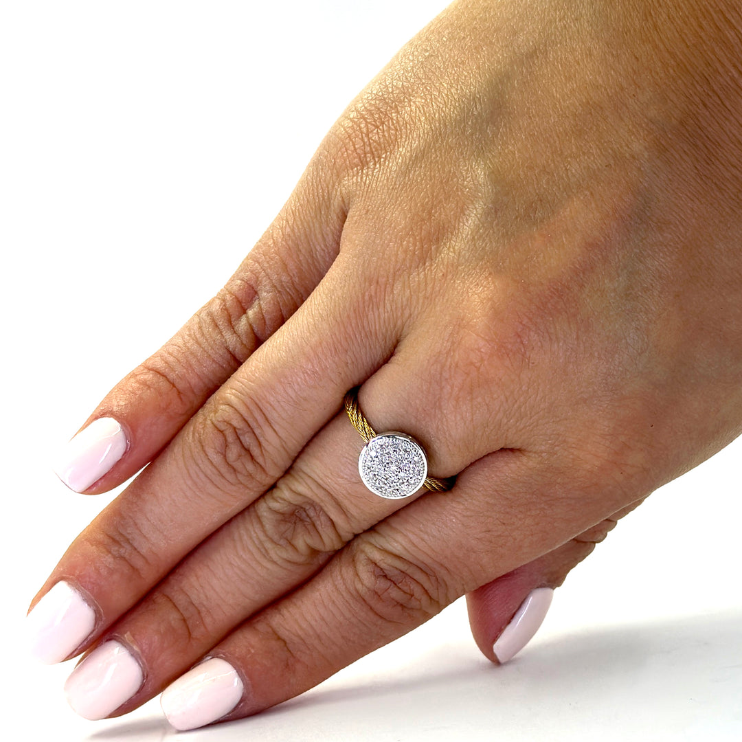 Yellow Cable Taking Shapes Disc Ring