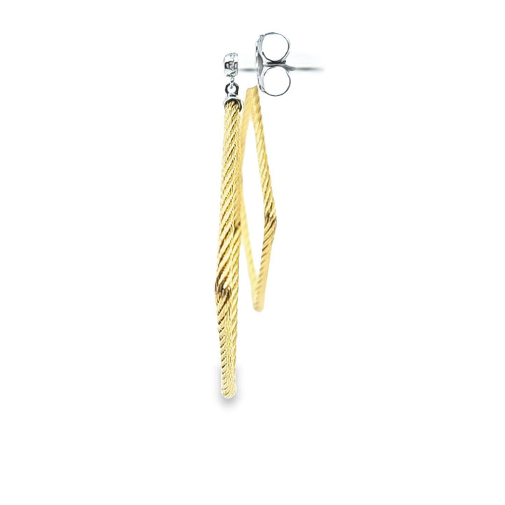 Yellow Cable Open Square Drop Earrings