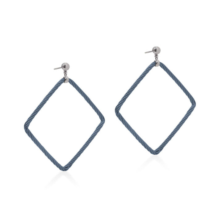 Blueberry Cable Open Square Drop Earrings