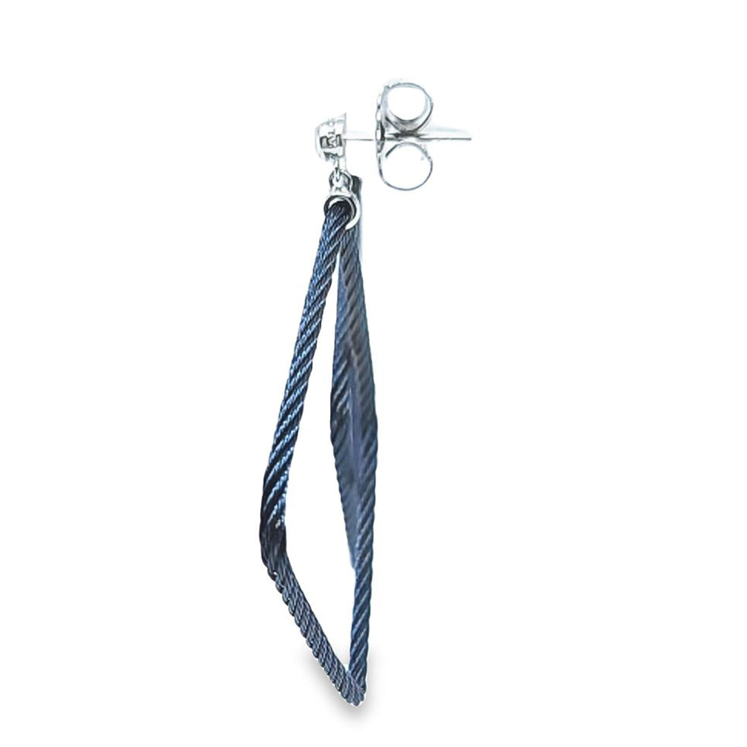 Blueberry Cable Open Square Drop Earrings