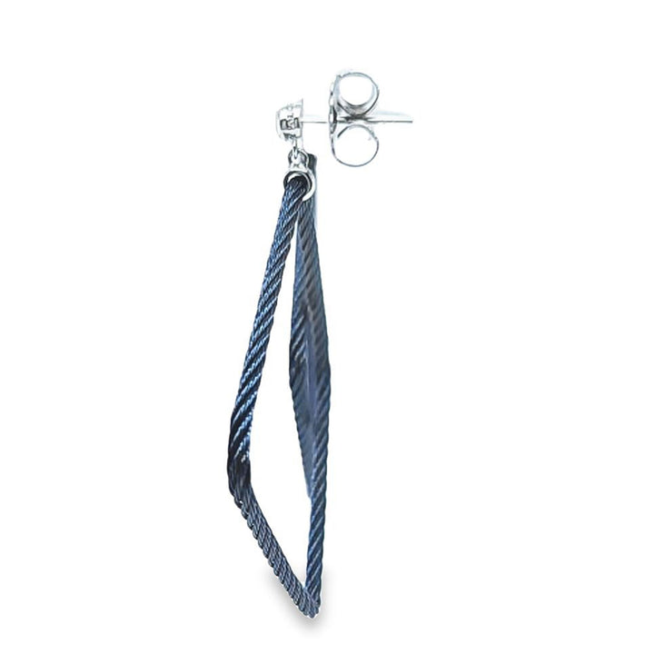Blueberry Cable Open Square Drop Earrings