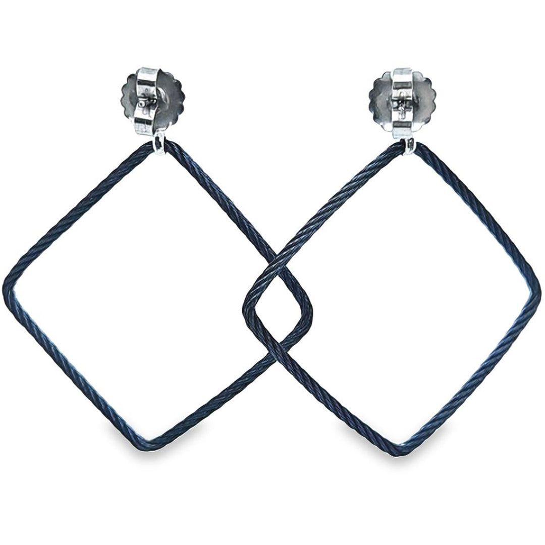 Blueberry Cable Open Square Drop Earrings