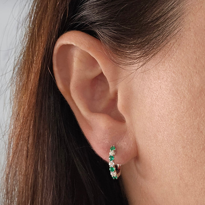 Emerald and Diamond Hoop Earrings