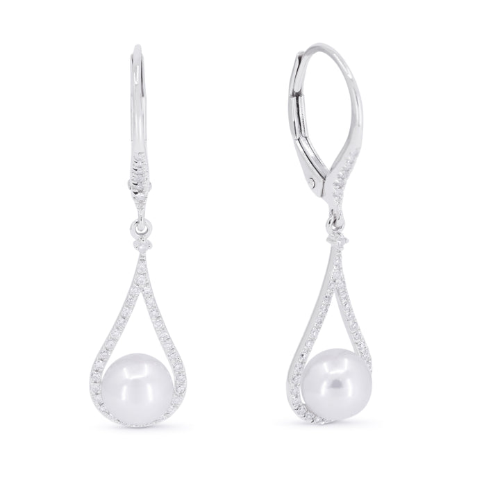 Pearl and Diamond Drop Earrings