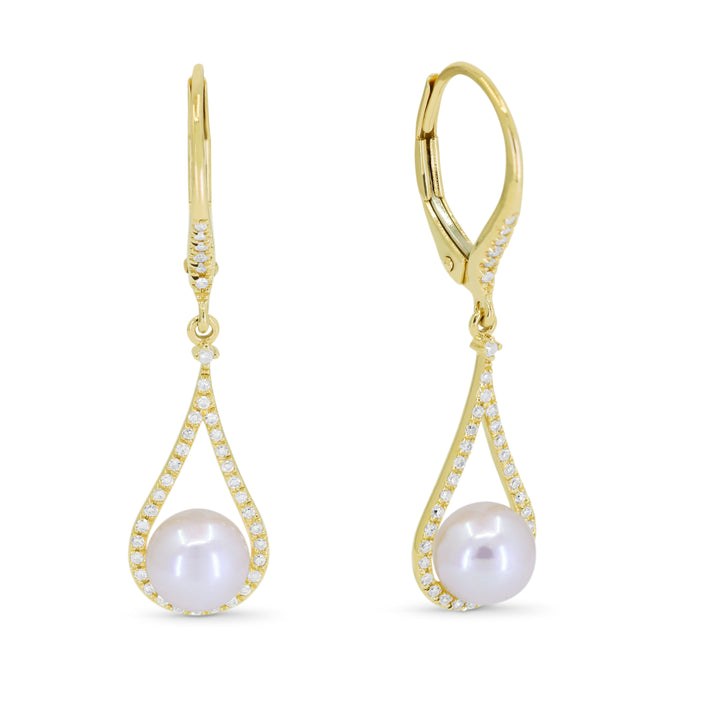 Pearl and Diamond Drop Earrings