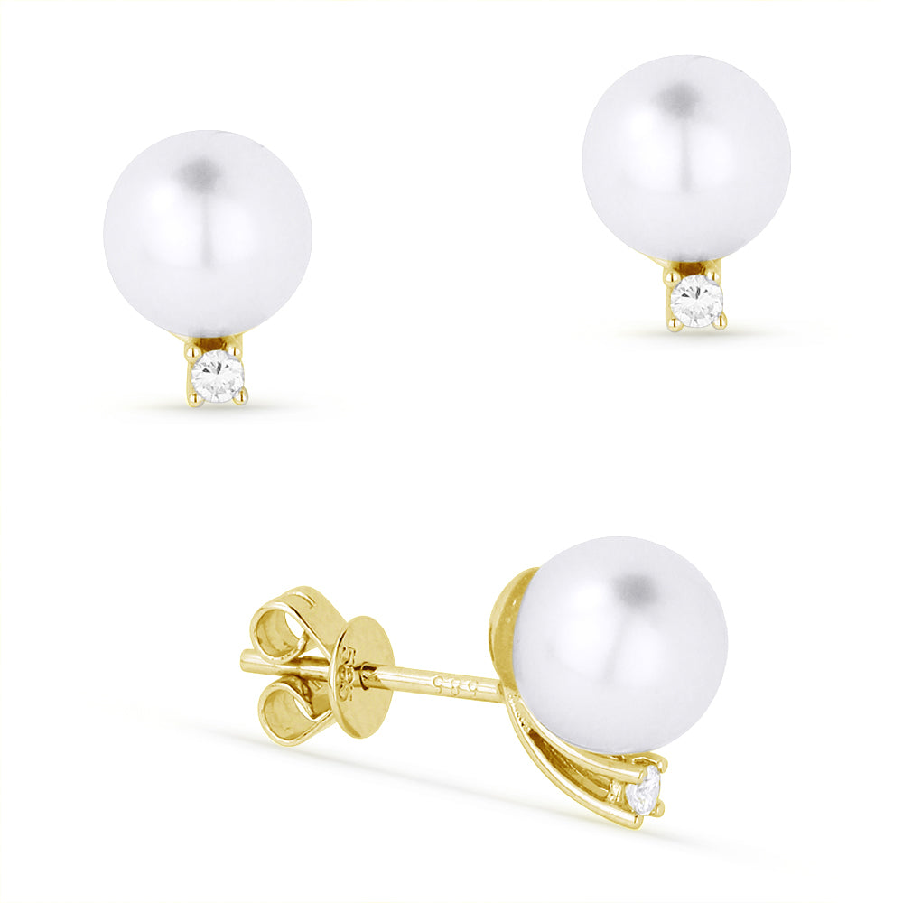 Pearl and Diamond Stud Earrings