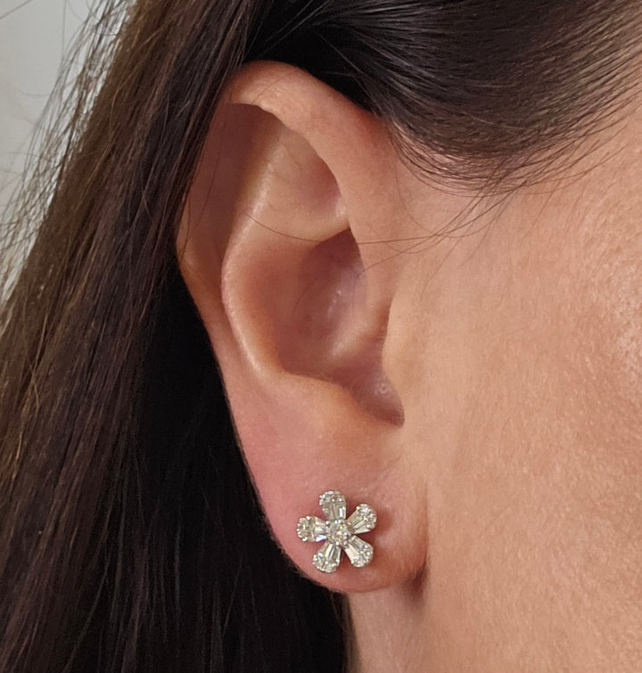 Flower Diamond Stud Earrings