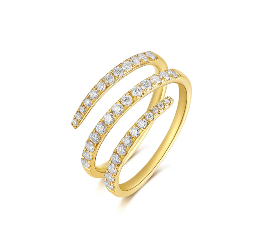 Diamond Swirl Wrap Ring