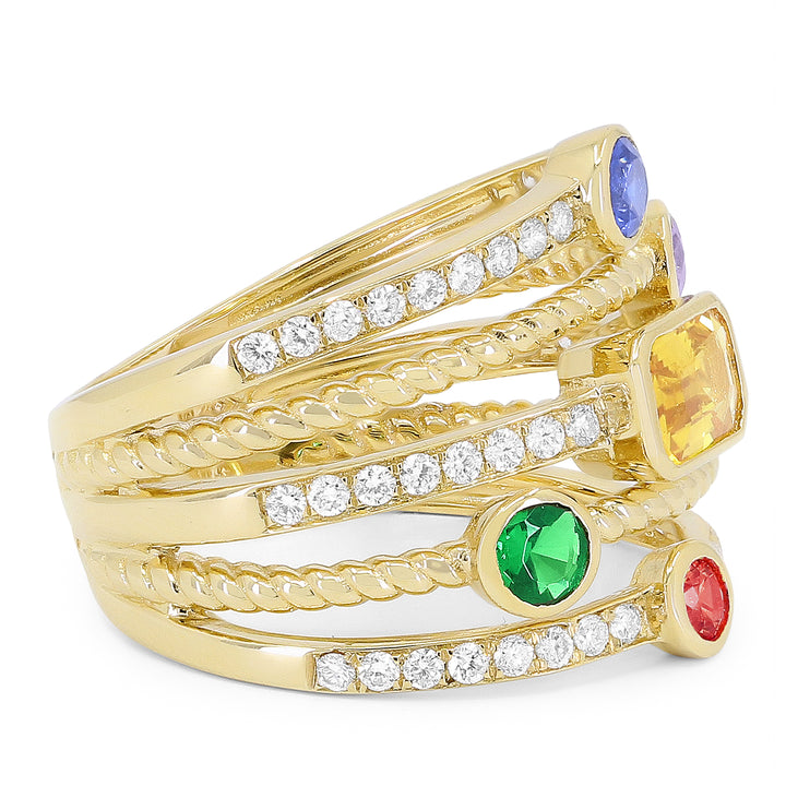 Multicolor Sapphire & Diamond Ring