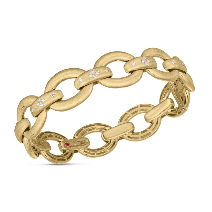 Duchessa Satin Oval and Diamond Accent Link Bracelet