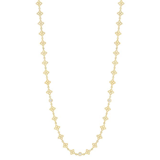 Roberto Coin 18K Yellow Gold Principessa Diamond Flower Collar Necklace