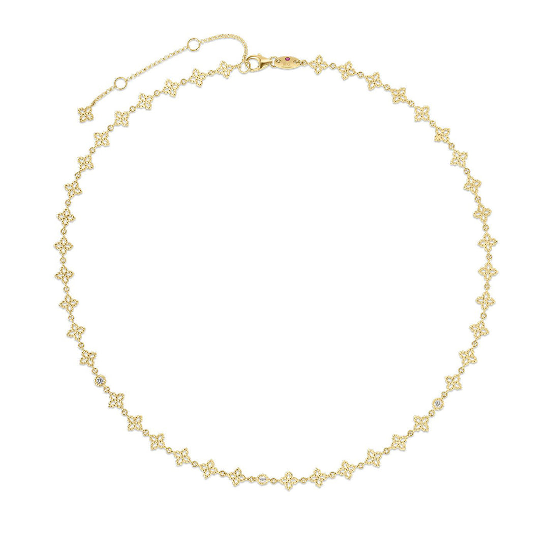 Roberto Coin 18K Yellow Gold Principessa Diamond Flower Collar Necklace