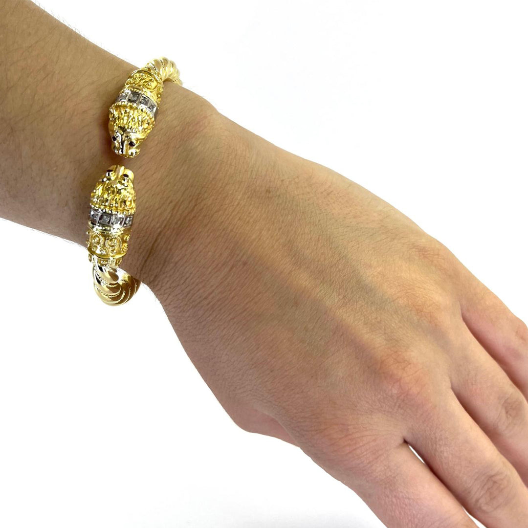 Diamond and Ruby Lion Twist Bangle