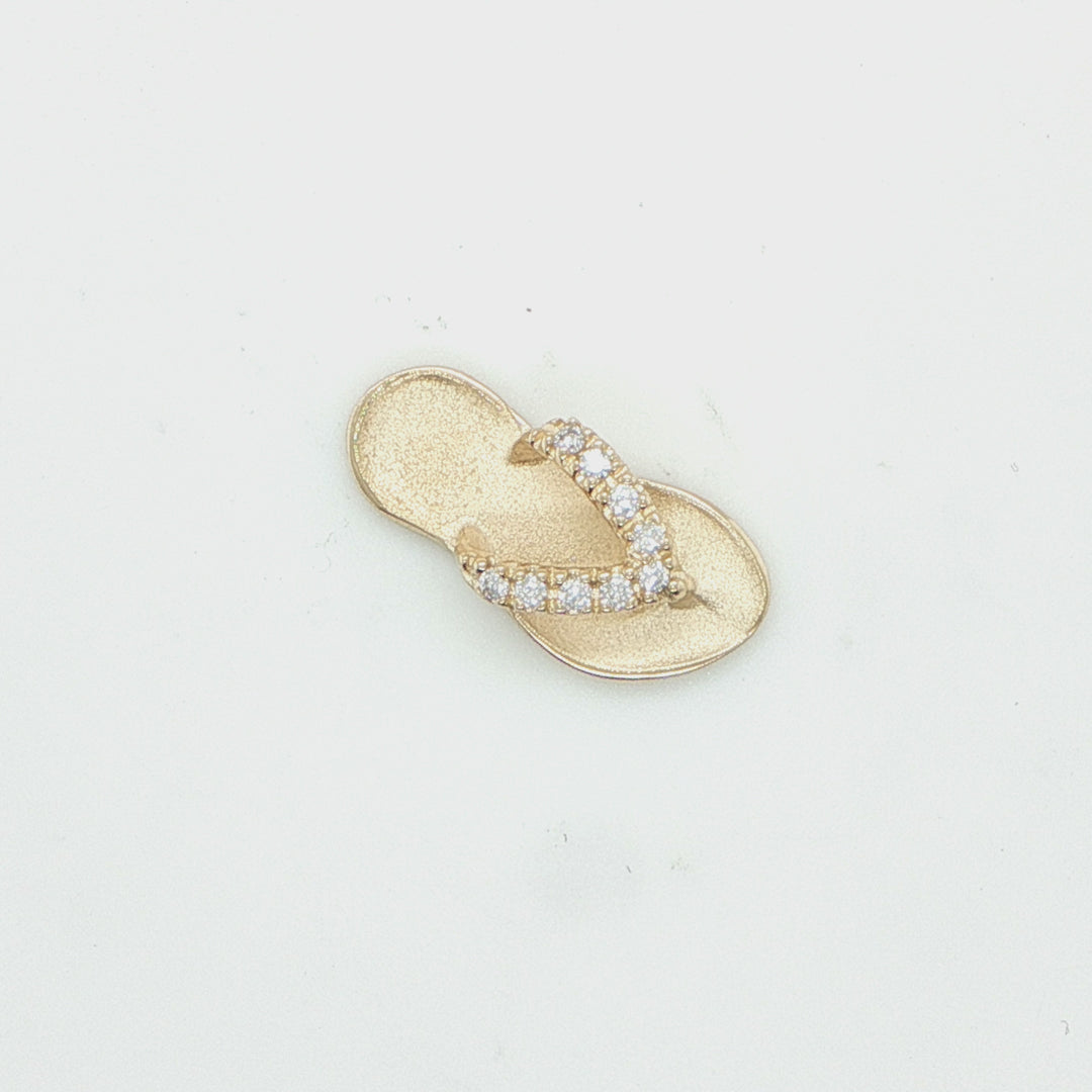 14K Yellow Gold HOKU Flip Flop Diamond Pendant
