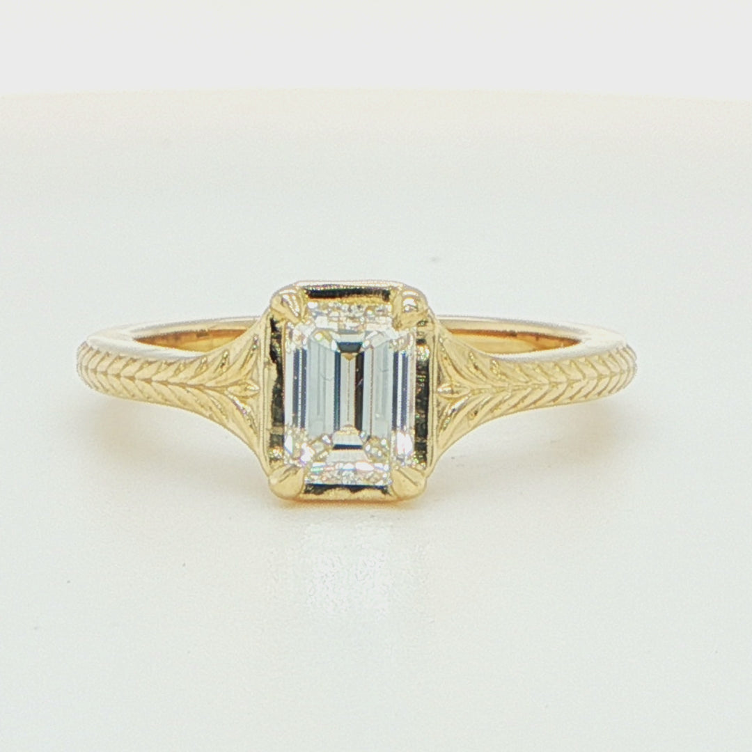 14K Yellow Gold Emerald Cut Diamond Solitaire Ring