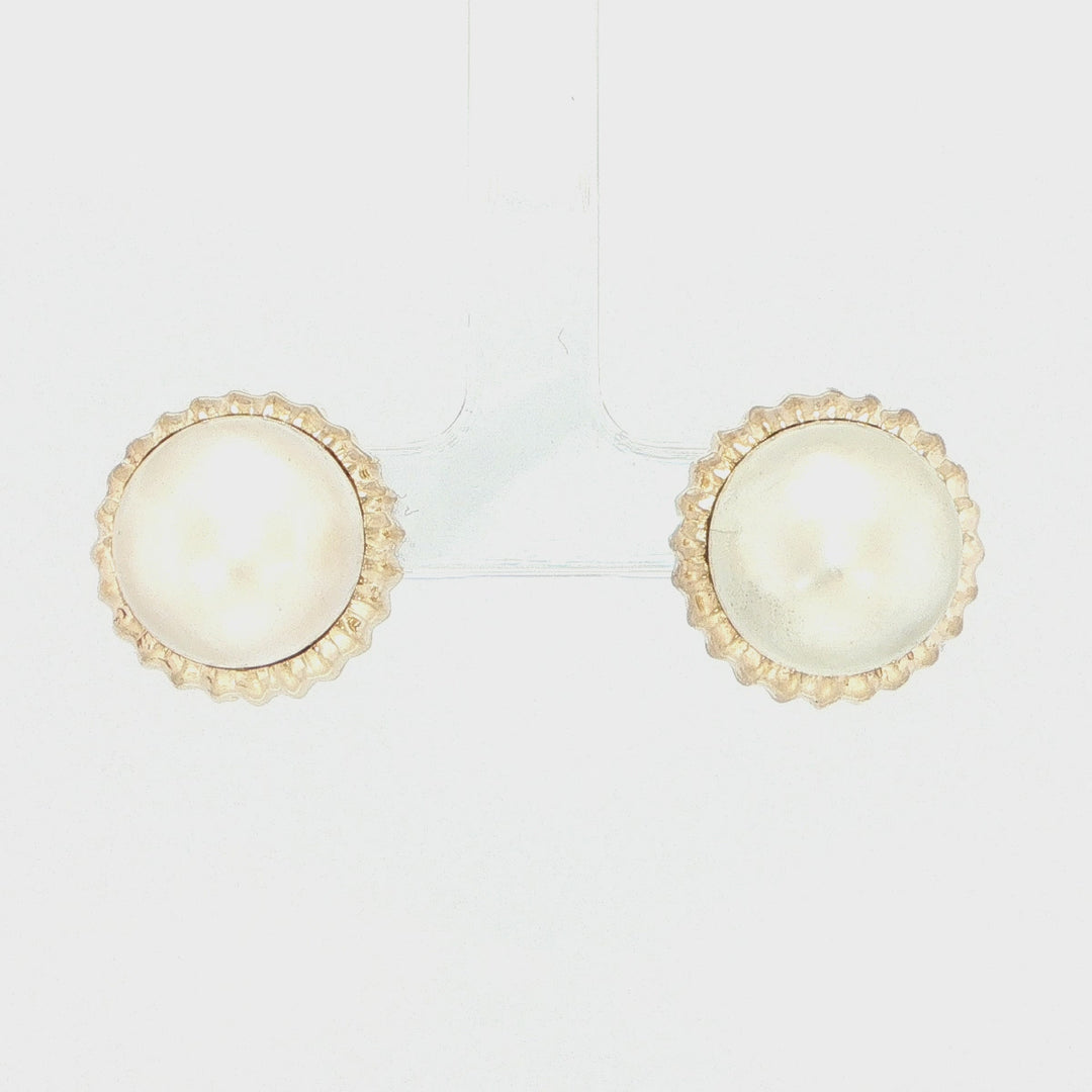 14K Yellow Gold Mabe Pearl Stud Earrings