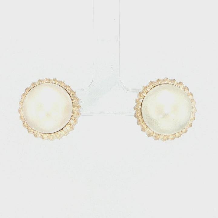 14K Yellow Gold Mabe Pearl Stud Earrings