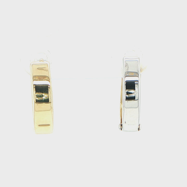 14K Two-Tone Gold Reversible Hinged Hoop Earrings
