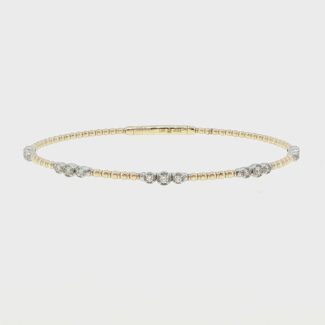 14K Yellow & White Gold 5 Station Diamond Bracelet