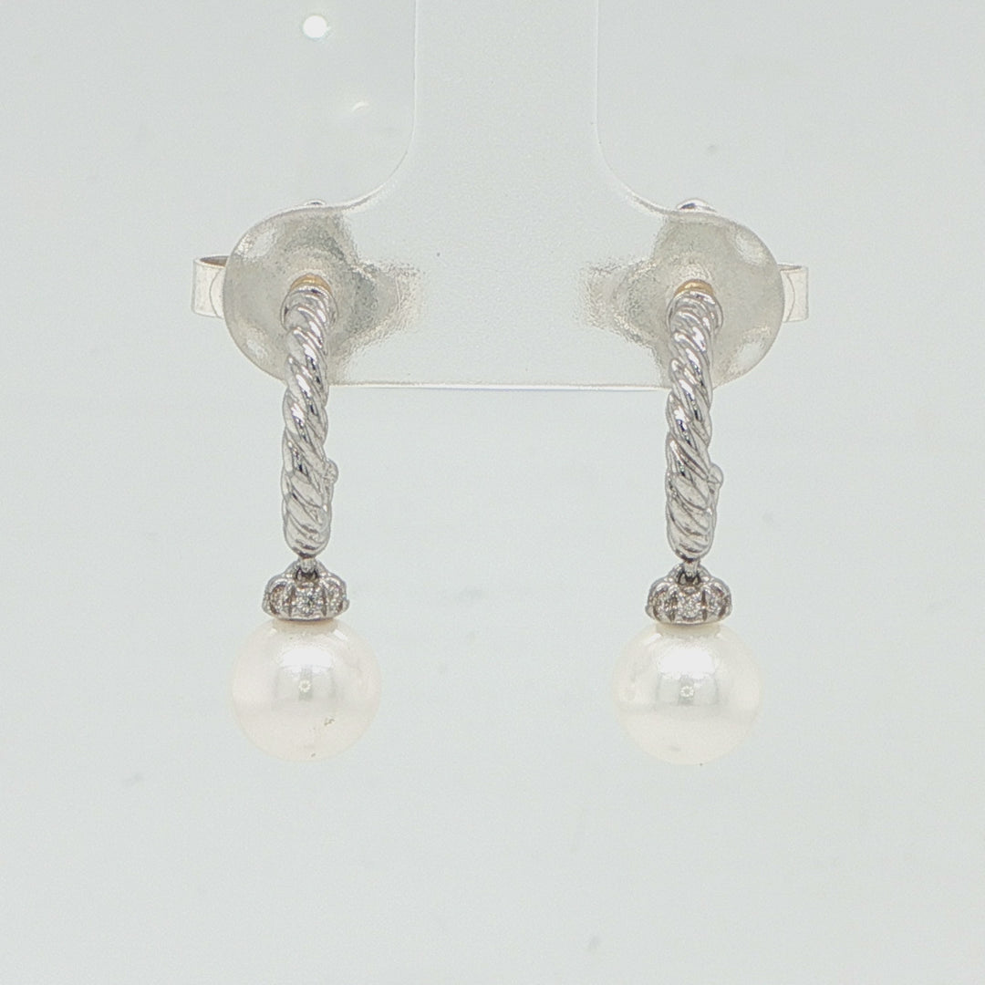 David Yurman Solari Earrings - Sterling Silver with Diamond Accents