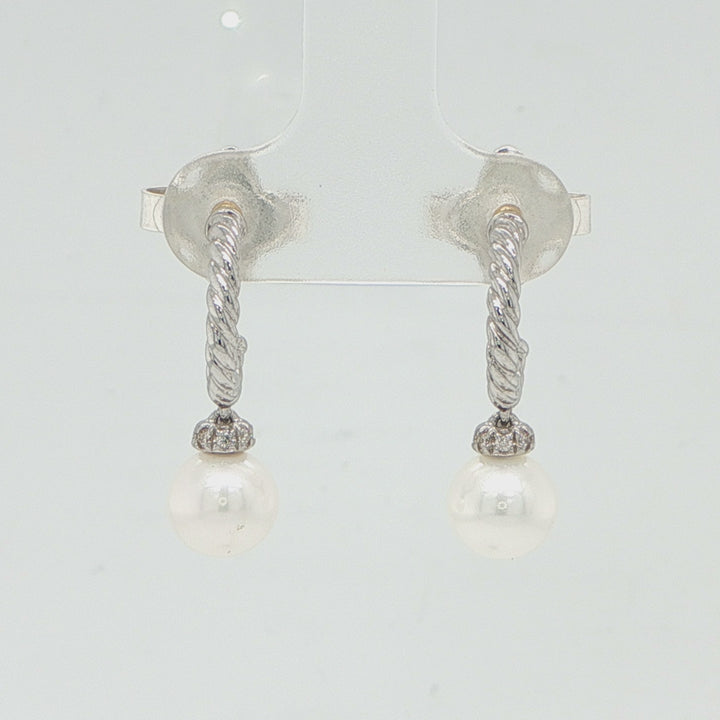 David Yurman Solari Earrings - Sterling Silver with Diamond Accents
