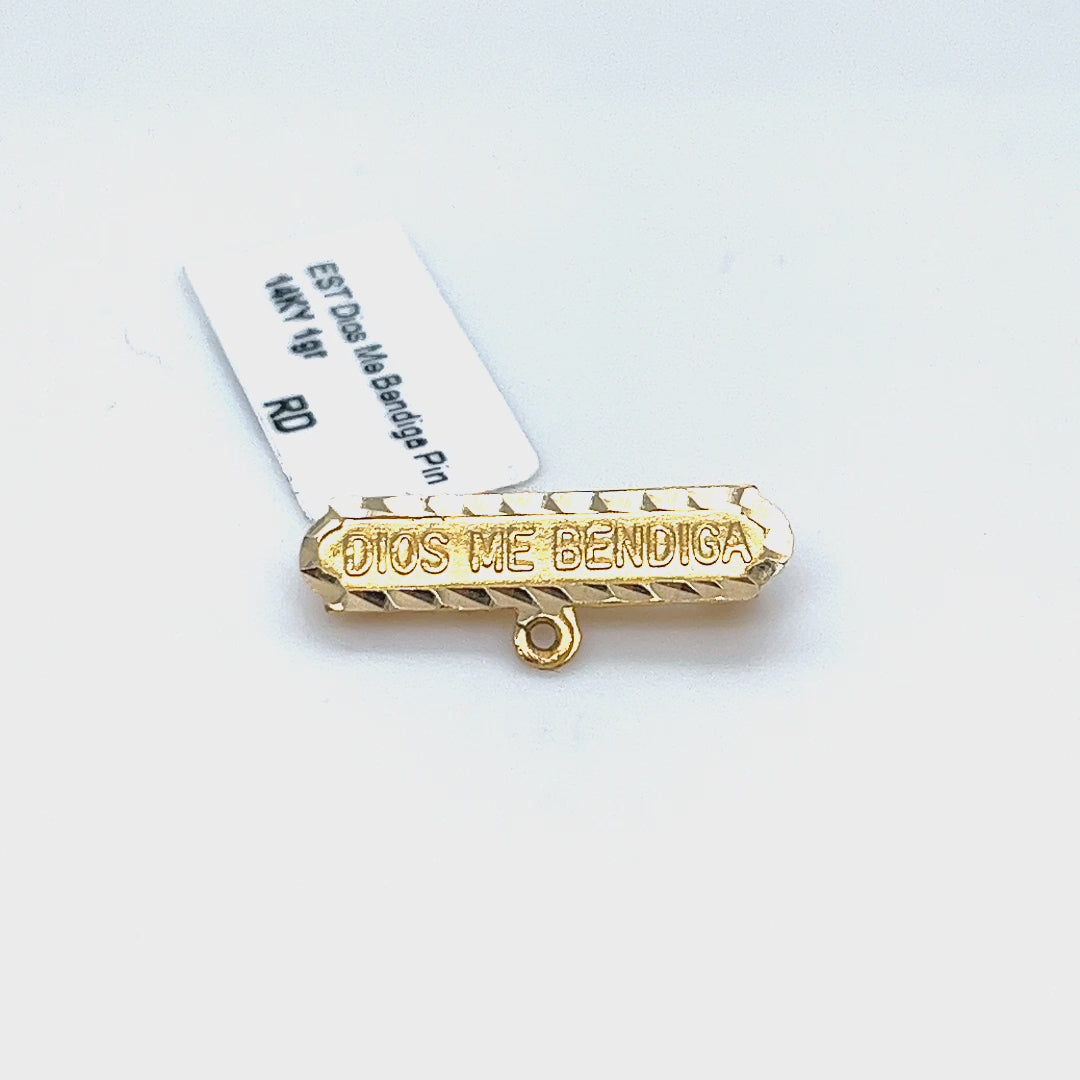 14K Yellow Gold Dios Me Bendiga Pin