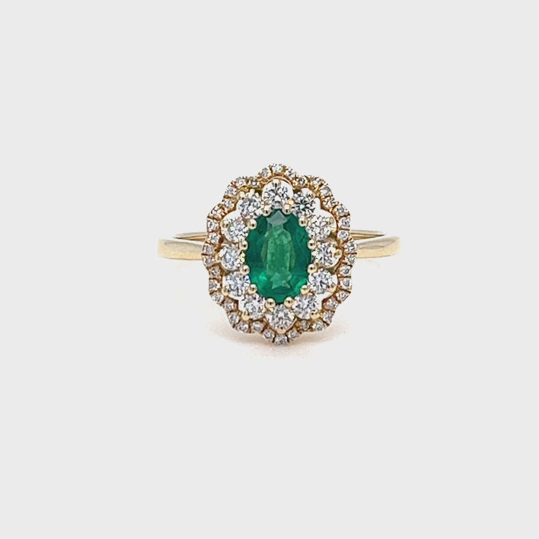Emerald Halo Ring