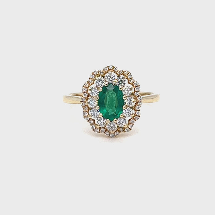 Emerald Halo Ring